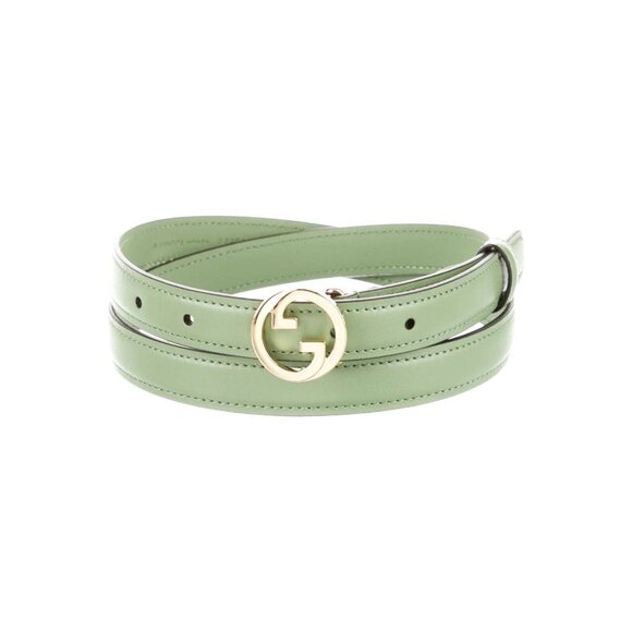 NEW Gucci GREEN Belt Leather GG Gold Sz 75 In 30 main image 4